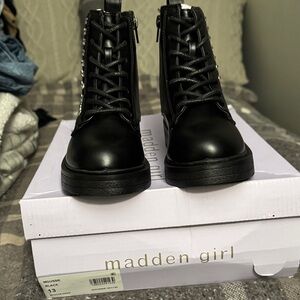 Madden Girl Black Boots with Silver Accents